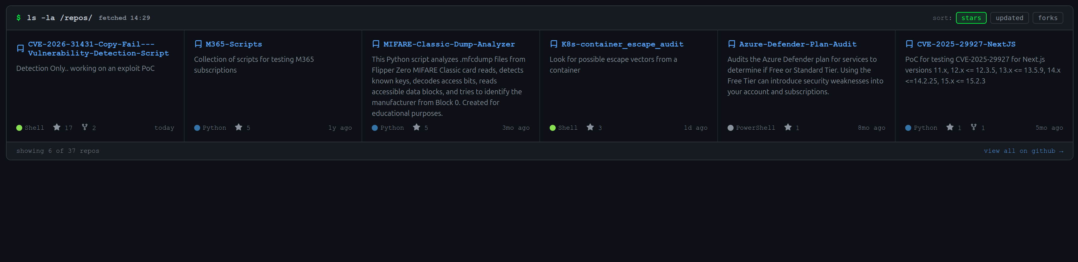 Repo feed preview